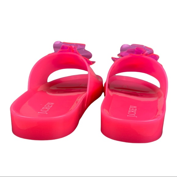 NWT J.Crew Pink Floral Jelly Flower Pool Slides Flip Flops Sandals Size 7 8 - Picture 9 of 16